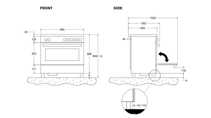 90 cm Air-Tec inductie fornuis met werkbladafzuiging | Bertazzoni